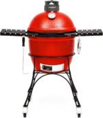 Kamado Joe Classic Joe Series II 18-inch Ceramic Charcoal Grill and Smoker with Cart, Side Shelves, Stainless Steel Grates and 250 Cooking Square Inches in Red, Model KJ-23RHC