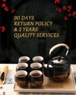 Dujust Japanese Tea Set, Black Porcelain Tea Set with 1 Teapot Set, 6 Tea Cups, 1 Tea Tray, 1 Stainless Infuser, Beautiful Asian Tea Sets for Adults, Tea Lover/Women/Men (Countryside in Golden) - Image 6
