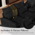OUYESSIR 135" U Shaped Sectional Cloud Couch,Black Sectional Couches for Living Room,Comfy Fluffy Chenille Oversized Cloud Couch,Modular Sectional Sofa with Central Console & Double Chaise Lounge - Image 6