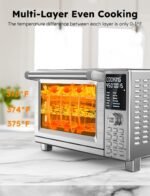 Nuwave Bravo XL Pro Air Fryer Toaster Oven, Improved 100% Super Convection, Quicker & Crispier Results, 100 Presets, Multi-Layer Even Cooking, 50-500F, Smart Probe, PFAS Free, 30QT, Stainless Steel - Image 7