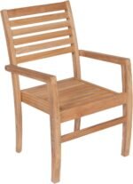 9-Piece Teak Patio Dining Set with 72-Inch Round Drop Leaf Table & Avant Stacking Chairs (P44WO) - Image 2