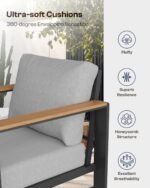 Aluminum Outdoor Patio Furniture Set with Coffee Table, 4 Piece Patio Conversation Sets with Washable Thick Cushions, Outdoor Sectional Furniture Set for Poolside, Balcony, Deck, Gray - Image 7