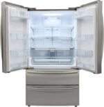 BRAMA French Door Refrigerator with Ice Maker and Dual Drawer Bottom Freezer, 20.7 Cu.Ft. Capacity with Adjustable Shelves Counter Depth Stainless Steel Exterior, 36-Inch, Metallic - Image 4