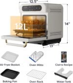 CIARRA 8-in-1 Air Fryer Steam Oven Countertop, 13QT Mini Toaster Oven with Steam, Rapid Steam, Air Fry, Vapor Bake, Steam Clean, Bake, Dried, Ferment, White - Image 5