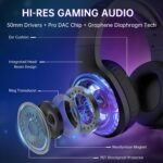 AOC Wireless Gaming Headset Compatible with PS5/4, Nintendo Switch, PC, Bluetooth 5.4 & 2.4GHz Gaming Headphones with Noise Canceling Mic, RGB, Type-C, 20ms Latency, 45H, 7.1 Virtual Surround- Black - Image 4