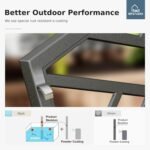 MFSTUDIO 43.7 Inches Outdoor Garden Bench, Cast Iron Metal Frame Patio Park Outside Benches with Geometric Pattern Backrest for Front Porch, Black - Image 5