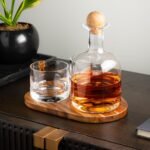 Cork & Mill Whiskey Decanter Set, Hand-Blown Lead-Free Crystal 800ml Liquor Decanter for Bourbon and More, Two 8oz Old Fashioned Glasses, Acacia Wood Stopper & Display Tray, Ideal Whisky Gift Set - Image 2
