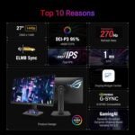 ASUS ROG Strix 27” 1440P USB-C HDR Gaming Monitor (XG27ACMG) - QHD (2560x1440), 270Hz, 1ms, Fast IPS, Extreme Low Motion Blur Sync, G-SYNC Compatible, DisplayWidget, Tripod Socket, 3 yr Warranty - Image 2