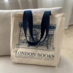 BXCNCKD Vintage London Bookstore Canvas Bag Women's One Shoulder Tote Bag Large Capacity Shopping Bag - Image 3