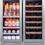 Ca'Lefort 30 Inch Wine and Beverage Refrigerator, 80 Can and 33 Bottle French Door Wine Refrigerator 36-72°F, 3 LED Wine Fridges with Glass Door, Built-in or Freestanding for Home/Kitchen (6.00 cu.ft)