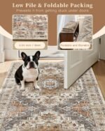 Madane Runner Rug 2x8, Washable Hallway Runner Rugs, Non-Slip Low-Pile Soft Kitchen Rug Runner Laundry Room Rug, Vintage Throw Entry Foyer Mat for Entrance Living Room (Turmeric/Grey, 2 x 8) - Image 7