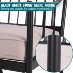 PHI VILLA 7 Piece Outdoor Dining Set with Cushion, 60” Rectangular Metal Dining Table with Umbrella Hole & 6 Cushioned Iron Chairs for Patio, Deck, Yard - Image 6