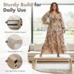 Modern Boho Faux Marble Coffee Table, 47" Travertine Pattern Waterfall Rectangular Center Table in a Scandinavian Style for Living Room with Sturdy Wood Frame, Thick Legs & Easy Assembly - Image 5