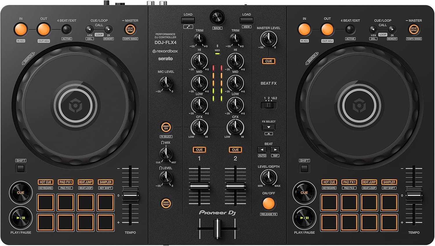 814i78bo5ZL._AC_SL1500_.jpg Pioneer DJ DDJ-FLX4 2-deck Rekordbox and Serato DJ Controller - Graphite - Image 1