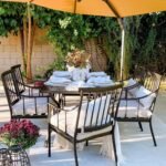 PHI VILLA 7 Piece Outdoor Dining Set with Cushion, 60” Rectangular Metal Dining Table with Umbrella Hole & 6 Cushioned Iron Chairs for Patio, Deck, Yard - Image 3