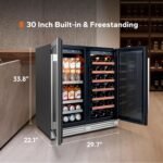 Ca'Lefort 30 Inch Wine and Beverage Refrigerator, 80 Can and 33 Bottle French Door Wine Refrigerator 36-72°F, 3 LED Wine Fridges with Glass Door, Built-in or Freestanding for Home/Kitchen (6.00 cu.ft) - Image 3