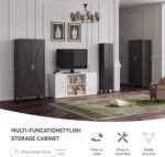 Metal Armoire Wardrobe Closet with Hanging Rod,71H Metal Cabinet with Doors and Shelves,Freestanding Bedroom Armoire Closet,Storage Cabinets for Bedroom,Office,Laundry Room(Black) - Image 7
