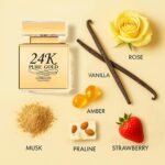 Lonkoom 24K Pure Gold Perfume for Women, Sweet Vanilla Perfumes Long Lasting Fragrance Eau de Parfum Praline Amber Fruity Strawberry Rose Musk Chocolate Notes, 3.4 Fl Oz - Image 2