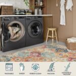 Lahome Moroccan Trellis Washable Rug, 2x3 Kitchen Rugs for Entryway Bathroom, Non-Slip Indoor Door Mat Ultra-Thin, Small Oriental Throw Carpet for Bedroom Entry, Cream/Multi - Image 3