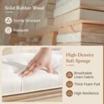 LUE BONA 60" Fabric End of Bed Bench, Upholstered Tufted French Bedroom Bench with Carved Legs for Bedroom End of King Size Bed, Living Room, Beige - Image 6