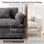 GNIXUU 112" Modular Cloud Couch Sofa, Modern Chenille L Shaped Sectional Couches for Living Room, Comfy Deep 4 Seater Sofa with Movable Ottoman & 2 Pillows(Gray) - Image 4