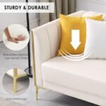 FOTOSOK 78'' Couch Sofa, Modern White Couches for Living Room with 2 Throw Pillows, Comfy Faux Leather Sofa 3 Seater with Gold Metal Legs, Cloud Sofas Couch Deep Seat Sofas (Cream White) - Image 5