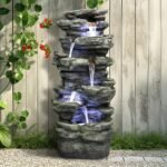 SunJet 40" High 6-Tiers Cascading Rock Outdoor Water Fountain with LED Lights - Large Outdoor Fountains and Waterfalls for Garden or Patio, Yard, and Deck Decor, Featuring Natural Stone Look - Image 3