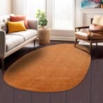 Modern Oval Shape Wool Rug - Irregular Shaped with Soft and Cozy Texture - Ideal for Living Room, Bedroom and More (Gold, 3x5 Feet) - Image 2