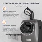 Giraffe Tools Grandfalls Retractable Pressure Washer G20B, 2500 PSI 2.2 GPM, Wall Mounted Power Washer with 65FT Hose Reel, Black Pressure Hoses, 4 Nozzles for Floor/Cars/Fences/Patios, Dark Silver - Image 3