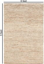 FRELISH DECOR Wool and Jute Premium Handwoven Chunky Stripes Rug - Contemporary Area Rug for Living Room Bedroom (6' x 9' - Natural Ivory) - Image 3