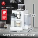 De'Longhi Rivelia Automatic Espresso Machine with Grinder & Milk Frother – All-in-One Coffee Maker, Hot & Iced Latte, Cappuccino, Bean Switch System, Burr Grinder, Compact Italian Design, White - Image 6