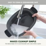 GreenPan Elite 14-in-1 Nonstick 6QT Electric Slow Cooker, PFAS-Free Ceramic Multi-Cooker, In-Pot Browning, Dishwasher Safe Lid & Removable Crock, Stainless Steel Steamer, Silicone Handles, White - Image 7