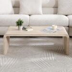 Modern Boho Faux Marble Coffee Table, 47" Travertine Pattern Waterfall Rectangular Center Table in a Scandinavian Style for Living Room with Sturdy Wood Frame, Thick Legs & Easy Assembly - Image 8