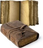 Vintage Leather Journal Lined Pages with Key - Antique Handmade Deckle Edge Vintage Paper Leather Bound Journal - Book of Shadows Journal - Leather Sketchbook - Drawing Journal - Great Gift