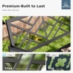 MFSTUDIO 43.7 Inches Outdoor Garden Bench, Cast Iron Metal Frame Patio Park Outside Benches with Geometric Pattern Backrest for Front Porch, Black - Image 4