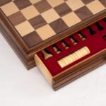 A&A 15 inch Walnut Wooden Chess Set with Storage Drawer, Triple Weighted Pieces, 3.0 inch King Height, Walnut & Maple Inlay, 2 Extra Queen, Classic 2 in 1 Chess and Checkers Board Game - Image 6