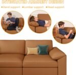 EASE MOOSE Brown Faux Leather Sectional Sofa,Leather Sectional Couch with Deep Seat,Extra Large U Shaped Couch,Oversized Modular Modern Scratch Resistant Sofas - Image 6