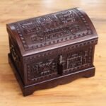 NOVICA Tooled Leather And Wood Handcrafted Treasure Chest Jewelry Box With Organizer Tray, 'Inca Domain' - Image 4