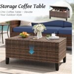 Amopatio Patio Furniture Set, Wicker Outdoor Sectional Sofa Sets, 7 Pieces Rattan Conversation Set with Storage Table, Swivel Chairs Include Waterproof, (Navy) - Image 5