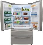 BRAMA French Door Refrigerator with Ice Maker and Dual Drawer Bottom Freezer, 20.7 Cu.Ft. Capacity with Adjustable Shelves Counter Depth Stainless Steel Exterior, 36-Inch, Metallic - Image 3