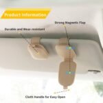 Yuoyar Sunglass Holder for Car, Magnetic Leather Sunglasses Holder and Ticket Card Clip, Car Visor Accessories, 2 Packs (Beige) - Image 4