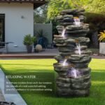 SunJet 40" High 6-Tiers Cascading Rock Outdoor Water Fountain with LED Lights - Large Outdoor Fountains and Waterfalls for Garden or Patio, Yard, and Deck Decor, Featuring Natural Stone Look - Image 2