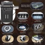 Sophia & William 4-Burner Gas BBQ Grill with Side Burner & Porcelain-Enameled Cast Iron Grates, Outdoor Cooking Propane Grills Cabinet Style Garden Barbecue Grill, 46,700BTU, Black - Image 5