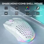 SOLAKAKA SM600 White Wireless Gaming Mouse,Tri-Modes BT5.1/Type-C Wired/2.4G Wireless Mouse with 2 Side Buttons, Programmable Macro Gamer Mouse with RGB Light for Laptop/PC/Mac - Image 2