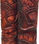 Things2Die4 Set of 2 Natural Standing Tiki Totems, 8-Inch Hand-Carved Wooden Statues, Polynesian Tribal Decor, Rustic Brown Finish, Indoor Display, Eclectic Island Home Accent - Image 3