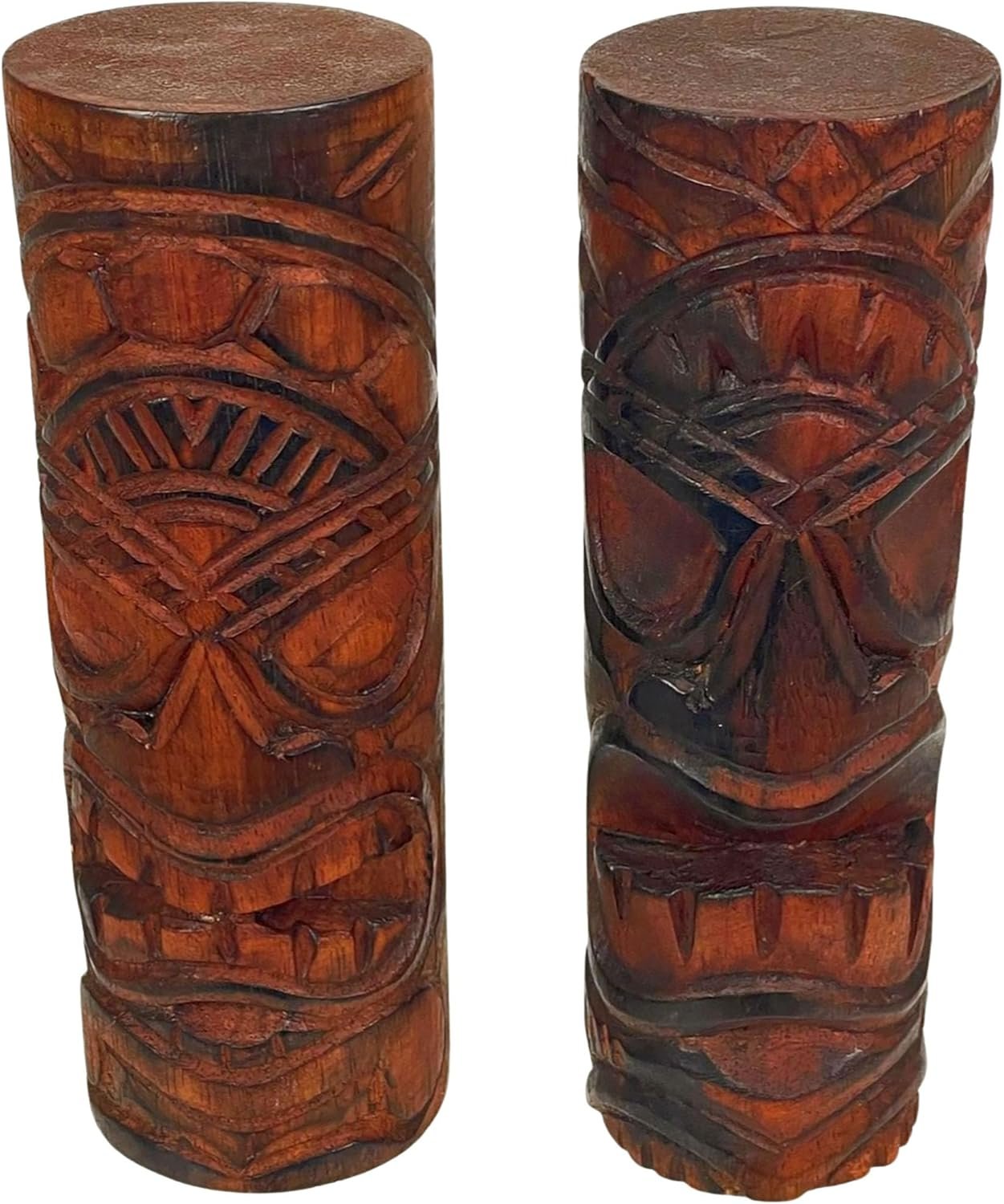 81Z6VJItdhL._AC_SL1500_.jpg Things2Die4 Set of 2 Natural Standing Tiki Totems, 8-Inch Hand-Carved Wooden Statues, Polynesian Tribal Decor, Rustic Brown Finish, Indoor Display, Eclectic Island Home Accent - Image 1