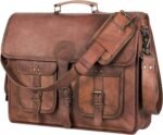 Leather Messenger Bag for Men and Women 18 inch Large Vintage Leather Briefcase Laptop Shoulder Bag Unisex Crossbody Messenger Satchel for Office, Business, Work, Travel