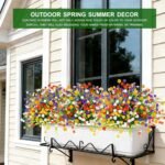 TURNMEON 20 Bundles Artificial Flowers for Outdoors, Artificial Fake Plants UV Resistant Outdoor Faux Plants Cemetery Flowers Plastic Greenery for Gardens Porch Home Summer Spring Decor 580 Heads - Image 6