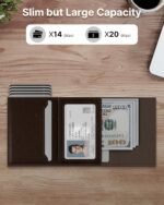 typecase Mens Wallet Card Holder: Pop Up Aluminum Case, Genuine Leather, Smart, RFID Blocking, Slim, Minimalist, Front Pocket - 9-14 Card Capacity | ID Window | Cash Slot (Black Brown) - Image 2