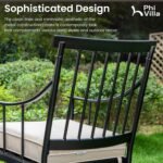 PHI VILLA 9 Pieces Outdoor Dining Set for 8, 84" Long Expandable Metal Table & Heavy-Duty Wrought Iron Chairs with Cushions, Large Furniture Set for Patio, Deck, Yard, Porch - Black - Image 6